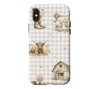 Custodia per iPhone X/XS Highland Mucca Pecora Rustico Fattoria Paese Acquerello