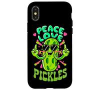 Custodia per iPhone X/XS Hippie Groovy Peace Love Pickles Retro Vegetariano Carino Regali