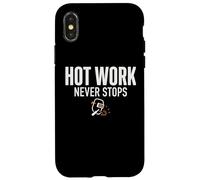 Custodia per iPhone X/XS Hot Work Never Stops Welder Welding Blue Collar Job Work