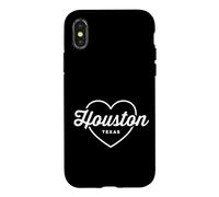 Custodia per iPhone X/XS Houston Texas Love Heart Retro Script Travel America Dark