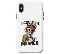 Custodia per iPhone X/XS I Could Be Meaner Funny Coffee Skeleton Graphic