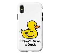 Custodia per iPhone X/XS I Don't Give a Duck, Cool Yellow Duck Illustration Graphic
