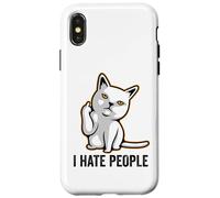 Custodia per iPhone X/XS I Hate People Sign,Funny Cat Giving the Finger Flipping Off