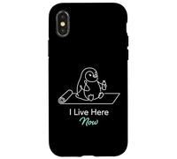 Custodia per iPhone X/XS I Live Here Now Appassionato di pinguini di yoga