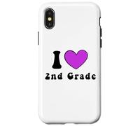 Custodia per iPhone X/XS I Love 2nd Grade Ragazzi Ragazze Insegnante Secondo Grado Squadra