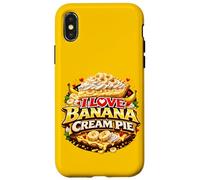 Custodia per iPhone X/XS I Love Banana Cream Pie Retro Diner Dessert Topping Cherry