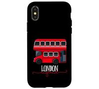 Custodia per iPhone X/XS I Love London, Cool London UK Red Bus Illustration Graphic