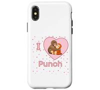 Custodia per iPhone X/XS I Love Punch The Baby Monkey Hearts