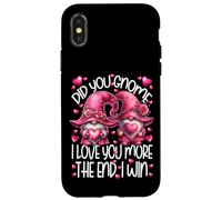 Custodia per iPhone X/XS I Love You More The End I Win Pink Gnome Valentines Couple