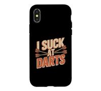 Custodia per iPhone X/XS I Suck At Darts Giochi casual da pub con cattivo scopo -