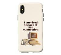 Custodia per iPhone X/XS I Survived The Age of 56k Connection: Funny Dial-Up PC Humor