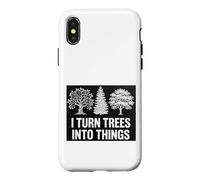Custodia per iPhone X/XS I Turn Trees Into Things design per falegnami