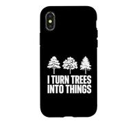 Custodia per iPhone X/XS I Turn Trees Into Things design per falegnami