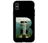 Custodia per iPhone X/XS Iconico Brasile Paesaggio Cristo Redentore Lettera B