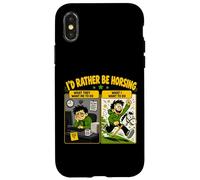 Custodia per iPhone X/XS Id Rather Be Horsing Divertente Hobby Fuga a cavallo
