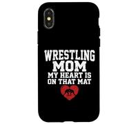 Custodia per iPhone X/XS Il mio cuore è su quel tappeto Wrestling Mom Graphic