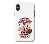 Custodia per iPhone X/XS Il mio Labor Day pianifica carne e birra Retro BBQ Grill Master