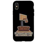 Custodia per iPhone X/XS Il mio terapeuta ha un cerchio e un pavimento in legno duro basket