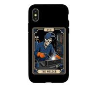 Custodia per iPhone X/XS Il saldatore Tarocchi Carta Amante Saldatura Scheletro Metalworking