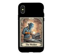 Custodia per iPhone X/XS Il saldatore Tarocchi Carta Amante Saldatura Scheletro Metalworking