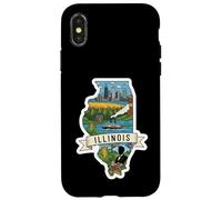 Custodia per iPhone X/XS Illinois Vintage Skyline di Chicago e Orgoglio dell'Illinois