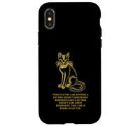 Custodia per iPhone X/XS Illustrazione divertente per amanti dei gatti con frontiere