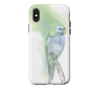 Custodia per iPhone X/XS Illustrazione elegante dell'uccello del parrocchetto baffuto dell'acquerello