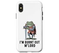 Custodia per iPhone X/XS Im Burnt Out MLord Funny Knight Frog Meme Boys Men Sarcastic