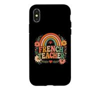 Custodia per iPhone X/XS Insegnante francese Retro Rainbow Language Educator Design