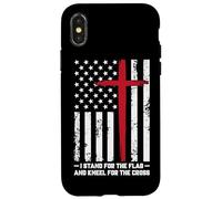 Custodia per iPhone X/XS Io sto per la bandiera e mi inginocchio per la croce