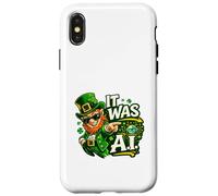 Custodia per iPhone X/XS Irish It Was A.I Funny St Patricks Day Tech Humor Shamrock