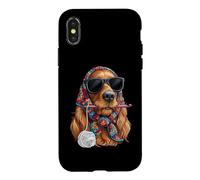 Custodia per iPhone X/XS Irish Setter Dog Granny Square Crochet Yarn Crochet Lover