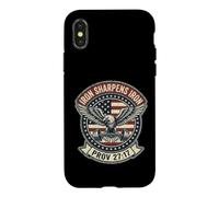 Custodia per iPhone X/XS Iron Sharpens Iron Christian Men Bible Scripture Gym Workout