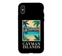 Custodia per iPhone X/XS Isole Cayman Caraibi Spiaggia Costiera Retro Art