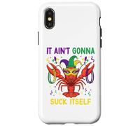 Custodia per iPhone X/XS It Ain't Gonna Suck Itself Crawfish Funny Mardi Gras Party