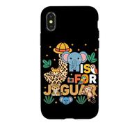 Custodia per iPhone X/XS J è per Jaguar Zoo Animals Gita allo zoo Jungle Zoo Day