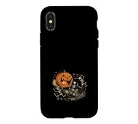 Custodia per iPhone X/XS Jack O Lantern Chasing Scheletri Scena Divertente Halloween