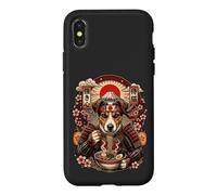 Custodia per iPhone X/XS Jack Russel Terrier Ramen Kawaii Giappone Samurai Grafica Cane