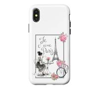 Custodia per iPhone X/XS Je T'aime Paris Romantic Café con bicicletta Torre Eiffel