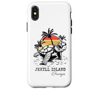 Custodia per iPhone X/XS Jekyll Island Georgia Sea Turtle Conserva anni '70 stile retrò