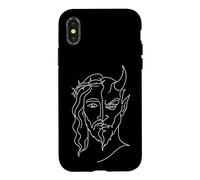 Custodia per iPhone X/XS Jesus And Devil One Line Art Duality minimalista