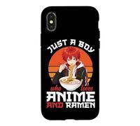 Custodia per iPhone X/XS Just A Boy Who Loves Anime E Ramen giapponese Noodle Bowl