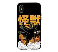 Custodia per iPhone X/XS Kaiju, Vintage Style Cat Catzilla Anime Japanese Monster