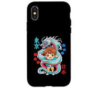 Custodia per iPhone X/XS Kawaii Anime Cartoon Boy Protetto Da Drago Giapponese