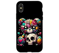 Custodia per iPhone X/XS Kawaii Pastel Goth Teddy Tee - Carino Creepy Skull Anime Bear