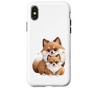 Custodia per iPhone X/XS Kawaii Pomerania Cane e Pup Love