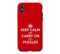 Custodia per iPhone X/XS Keep Calm and Carry On I'm a Puzzler - Divertente
