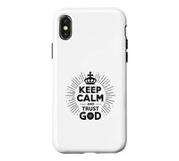 Custodia per iPhone X/XS Keep Calm and Trust God Messaggio cristiano ispiratore