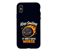 Custodia per iPhone X/XS Keep Smiling It Only Gets Worse Funny Meteor Citazione