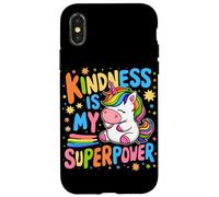 Custodia per iPhone X/XS Kindness is My Superpower Be Kind Unicorn Anti Bullismo Bambini